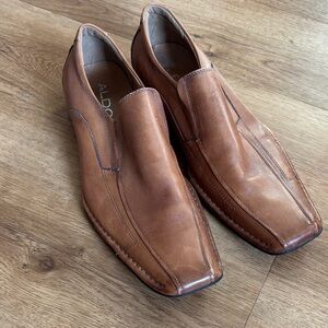 Aldo Men's Tan Leather Slip-On Loafers